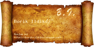 Borik Ildikó névjegykártya